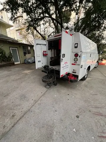Magnet Plumbing service vehicle on-site for Sewer Line Repair in Gulf Bridge